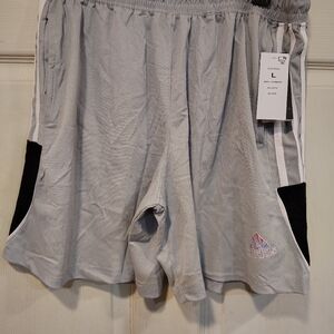 NWT Adidas Men's Size L Light Gray Sports Shorts with Black and White Accents